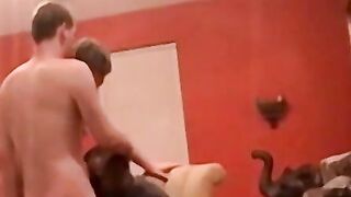 Old and young gays swap sloppy oral in group fest