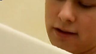 Cristian jerks post shower cumming in briefs