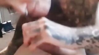 Tattooed American Brunette Amateur Deep Throat