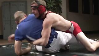 Muscular Wrestler Fucks Baseball Player After Gym Mat Fight Rough Sex With Cumshot