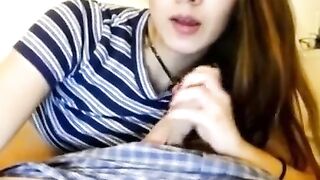 Asian Amateur Sucks Big Cock on Webcam