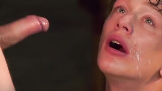 Sean Taylor face fucks slave then marks him with cum