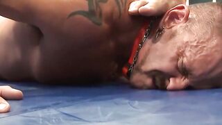 MuscleJockBound.com - Collared Colin Steele performs push-ups for master