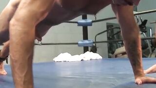 MuscleJockBound.com - Collared Colin Steele performs push-ups for master