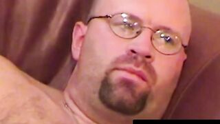 Fat gay dude jerks his thick cock for the camera