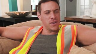 Hunk workmates Kyle Fletcher and Brock Reynolds work their wet holes