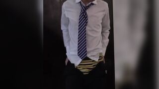 Twink Francis strokes his massive cock after school