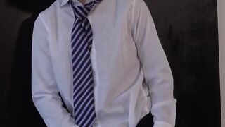 Twink Francis strokes his massive cock after school