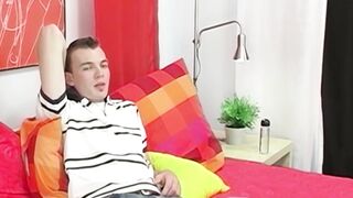 BoyObsession.com - Adorable Garrett Emerson's solo stroking session post-interview