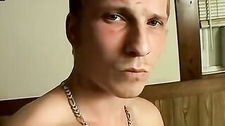 Naughty straight dude strokes big cock and cums