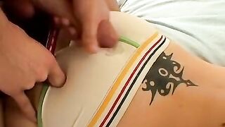Krist and Jacob jerk together cumming in undies