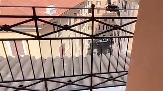 Morning Sex on Balcony, Amateur Couple with Cumshot on Her