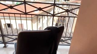 Morning Sex on Balcony, Amateur Couple with Cumshot on Her