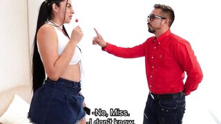 COLLEGE CHICK GETS FUCKED BY THE HISTORY TEACHER . Melany Latina