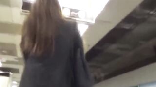Asian women pursued by lusty peeper to toilet piss scenes