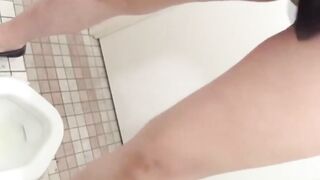 Japanese babes caught on spycam pissing in a public toilet