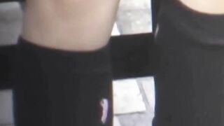 Japanese honey caught on cam rubbing pussy outdoors