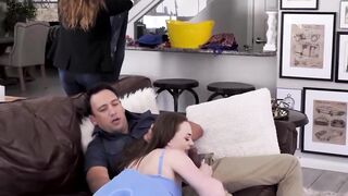 FamilyHandle.com - Samantha Reign sucks her naughty stepdad behind her mom's back
