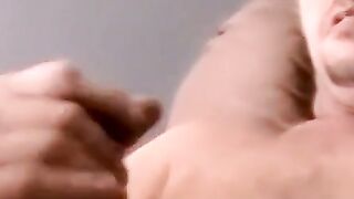 Amateur filmed jerking dick to porn cumshot climax