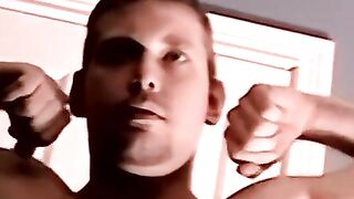 Amateur filmed jerking dick to porn cumshot climax