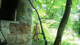 Blonde MILF's Public BDSM Solo in Abandoned Building