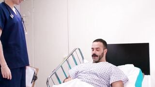 Nurse Ryan Jacobs checks patients veiny dick with his mouth