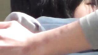 Japanese cutie mounts boyfriend then wets her own pants