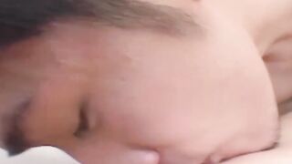 Japanese gay deepthroats big cock before swallowing