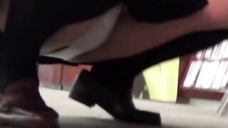 Sneaky peekers catch smooth tight panties in a busy shopping district