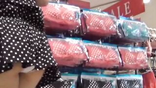 Sneaky peekers catch smooth tight panties in a busy shopping district
