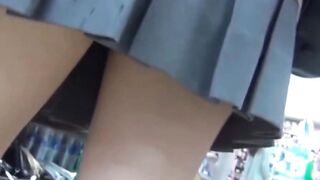 Sneaky peekers catch smooth tight panties in a busy shopping district