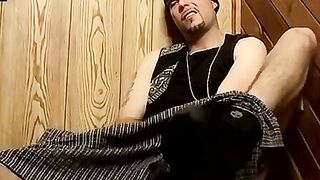 Handsome straight badboy Flaco jacks off solo