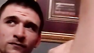 Threeway gays jerk cocks while mouths drain shafts