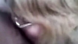 Blonde Mature Amateur Deepthroats Buddy's Cock