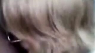 Blonde Mature Amateur Deepthroats Buddy's Cock