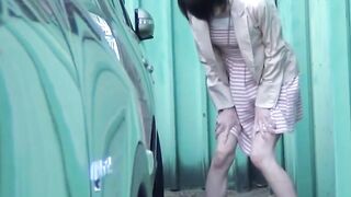 Horny voyeur eyes these women soaking their skirts with pee