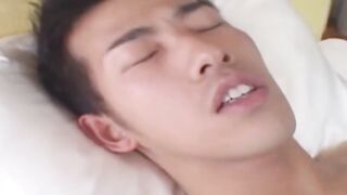 Asian twink railed hard after intense dildo prep