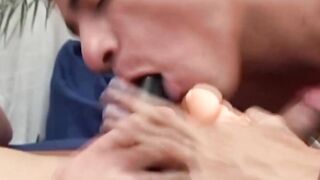 Kinky teen anal played with dildos before blowjob