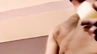 Young amateur moans as hand milks his leaking dick