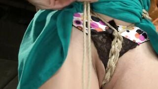 Hogtied Teen Nina Lopez Squirts From Intense Vibrator On Her Big Clit in a Suspension
