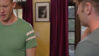 Michael Boston kneels and worships stepbro Pierce Paris meat