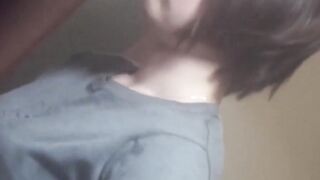 Hot Asian babe fingers herself while teasing big soft boobs