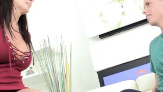 Slutty Reagan Foxx squeezes neighbors cock and collects its cum drops
