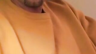 Rugged stud strokes hard with toy in his tight asshole