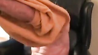 Rugged stud strokes hard with toy in his tight asshole