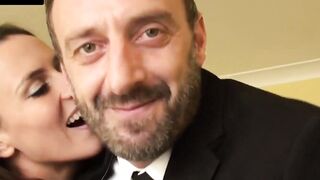 Brunette Mea Melone uses a vibrator while being anal fucked