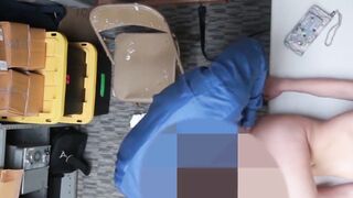 Alyssa Cole's shaved pussy stretched wide by officer
