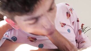 John Crawford unleashes his cock for cute Zaynes' sucking