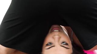 Milking cock on exercise ball during Yoga
