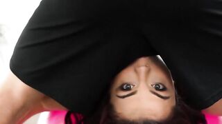 Milking cock on exercise ball during Yoga